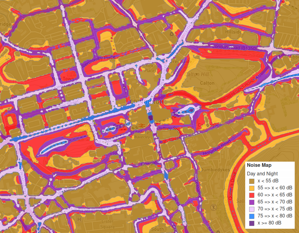 Central Edinburgh daytime noise map
